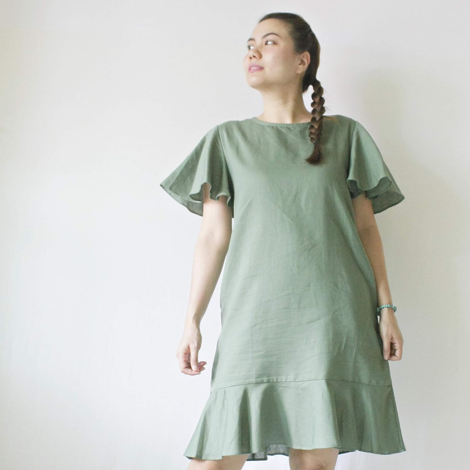 Amazon.com: Cocktail Dress, With Pocket, Forest Green Dress, Work Dress linen, Linen Dress 
