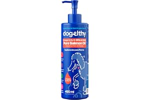 Dogelthy Pure Salmon Oil Aceite de Salmon con Omega 3,6 y 9 para Perro | Con 300 MG de EPA y DHA por Dosis, Suplemento de Aceite de Pescado