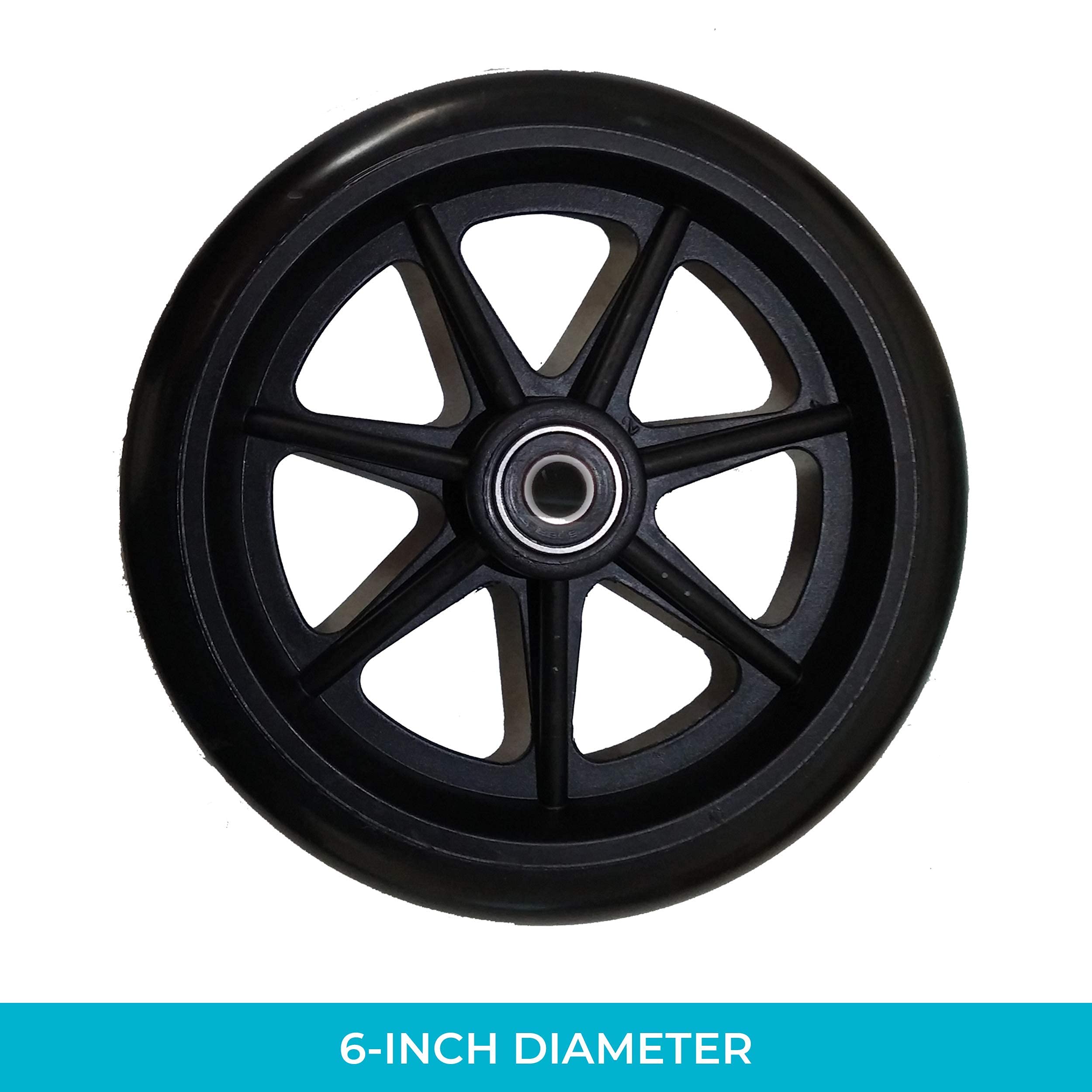 Stander Replacement 6-inch Walker Wheels, 6 Inch Rollator-Wheels for Adults, Seniors, and Elderly, Compatible with Stander's Wonder-Walkers and Wonder-Rollators, Set of 2