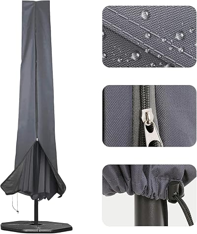 RICHIE Garden Parasol Cover 190x25x50cm 600D Oxford PVC Waterproof Grey