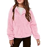 Haloumoning Girls' Outerwear Jackets Kids Soft Fleece Zip up Hoodie with Pockets 5-14 years
