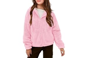 Haloumoning Girls' Outerwear Jackets Kids Soft Fleece Zip up Hoodie with Pockets 5-14 years