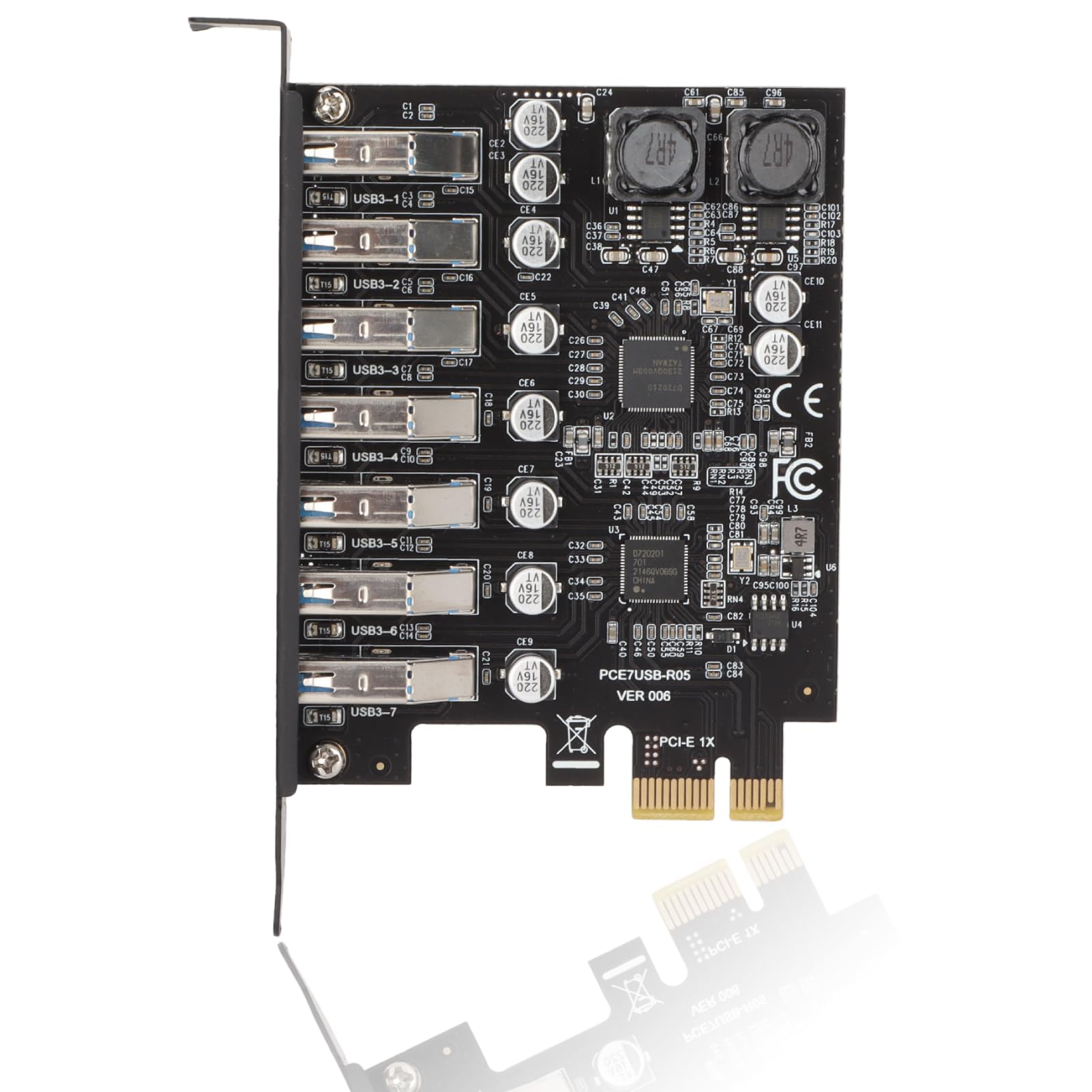 DPOFIRS PCIe USB 3.2 Gen1 7-Port Expansion Card - Internal Front Expansion for Win XP to Win 11 & Linux