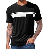 Runcati Men's Casual T-Shirt Short Sleeve Regular Fit Crewneck Tee Summer Graphic Tops with Pocket