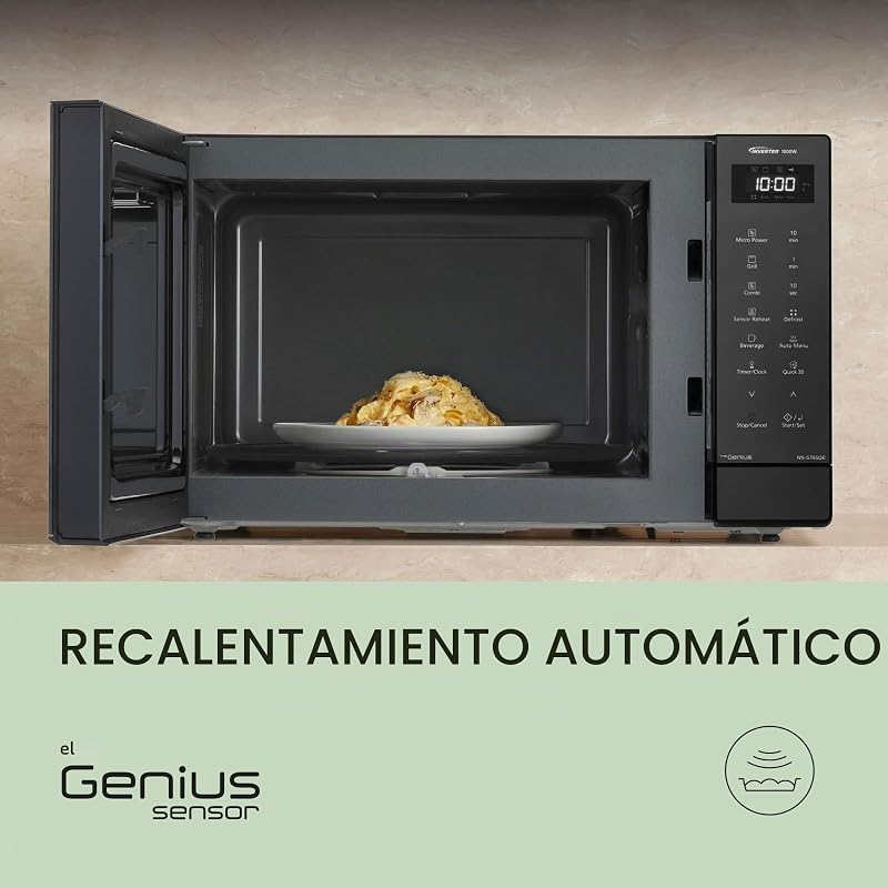 NN-GT65QBEPG 31 L Forno Micro-ondas combinado com grelhador, 1000 W, cozedura combinada, 7 níveis de potência, descongelação turbo, LED, placa giratória, preto
