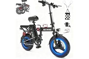 DDC SPORT Folding Electric Bike for Adults, Peak 750W Motor 25MPH, 48V 20Ah Removable Battery 45Miles Ebike,14'' Lightweight Adults Electric Bicycles for Men/Women/Teens, Full Suspension