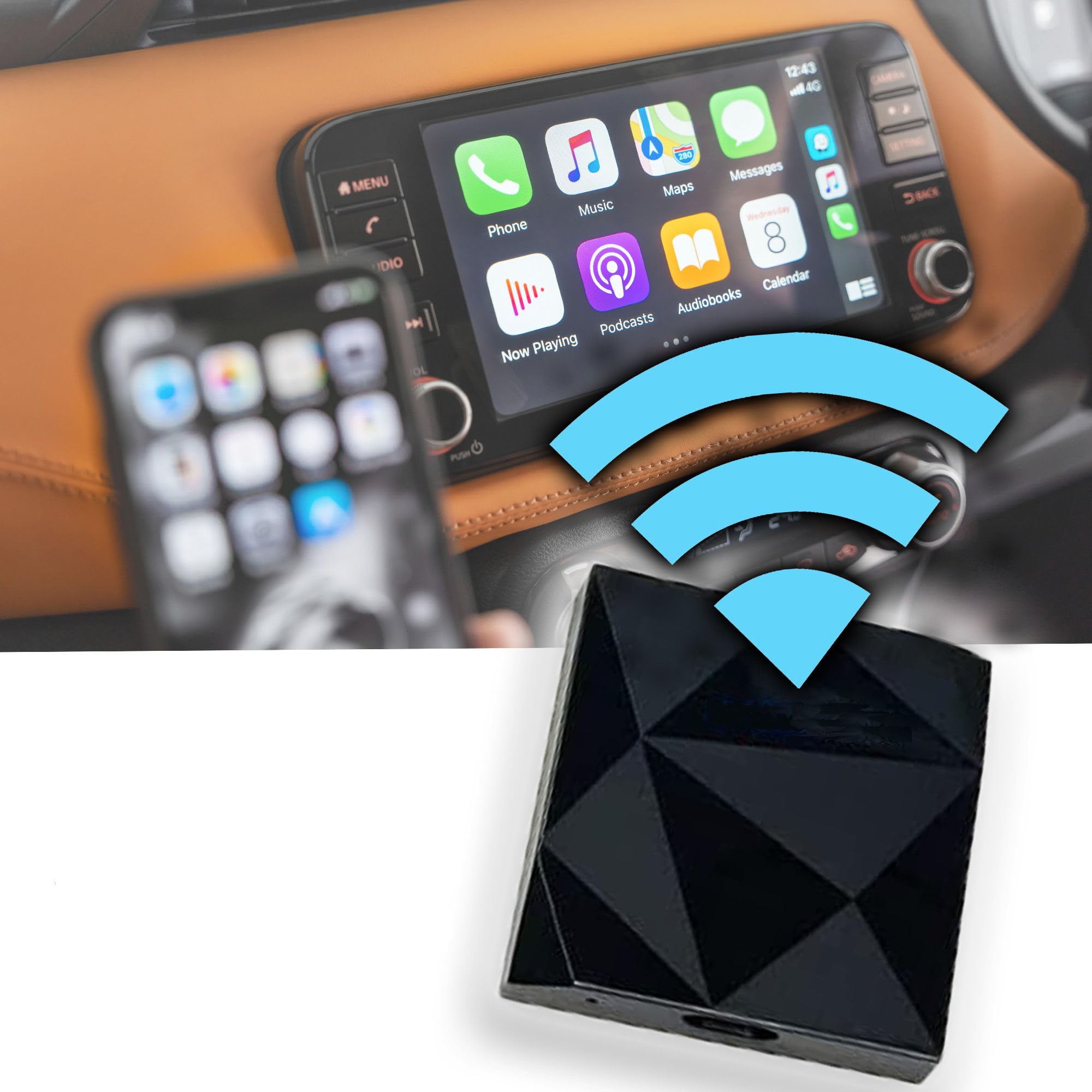 Dolphin Automotive Wireless CarPlay Adapter for Apple. USB Plug & Play Dongle 5Ghz WiFi Auto Connect, For Cars With Wired CarPlay From 2016 Onwards and iPhone IOS 10 and Above.