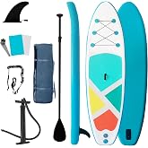 Inflatable Stand-Up Paddle Boards for Adults, QILEBA 10ft Extra Wide Stable Inflatable Yoga Paddleboard with Durable SUP Accessories, Fins, Adjustable Paddle, Pump, Leash, Ultra-Light Non-Slip Deck