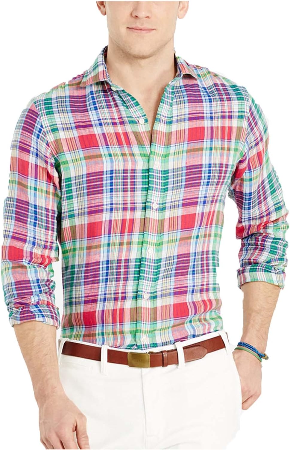 Polo Ralph Lauren Plaid Linen Estate Shirt (Medium) at Amazon Men’s