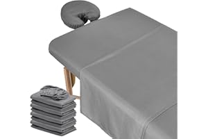 FACULX 12 Pcs 4 Sets Premium Microfiber Massage Table Sheet Set, Include Massage Table Cover, Massage Fitted Sheet, Massage Face Rest Cover for Beauty Salon Spa Hair Salon (Grey)