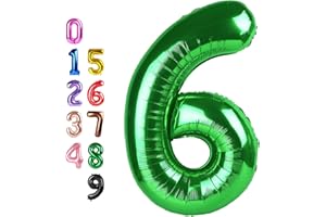 ENYEOPD Dark Green Six Number Balloon Balloons, Happy Birthday Decoration for 6th, 40 Inch Six Number Balloons for 6, 16, 26, 60, 2026 Wedding Anniversaries Singles Party, 2026 New Years Eve Party