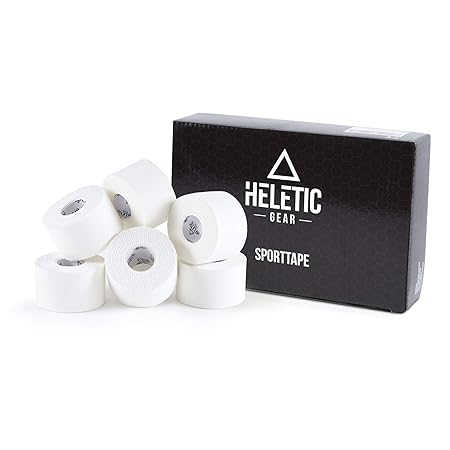 Heletic Sporttape 6 Rollen 3,8cm x 10m weiß - Tape aus 100% Baumwollgewebe mit extra starker Klebkraft, leicht abreißbar & wa