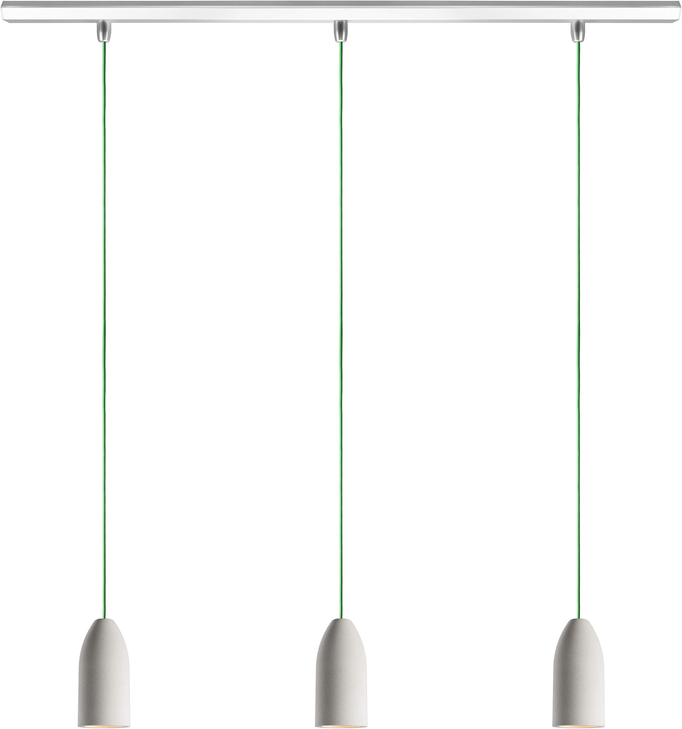 3 concrete lights with rail (light), Green, E27 3.0 wattsW 220.00 voltsV [Energy Class A+++]