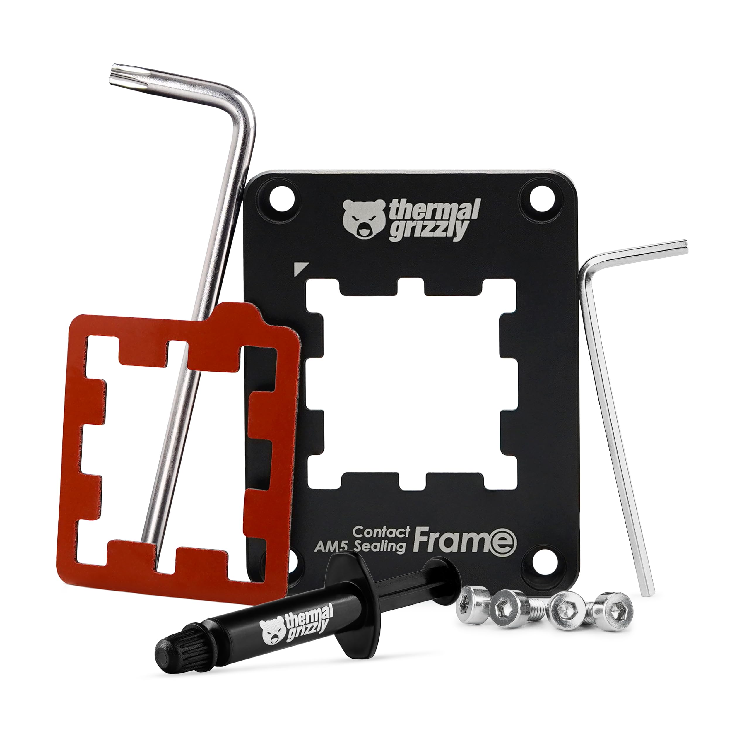 Thermal Grizzly AM5 Contact Sealing Frame - Contact Frame & CPU Guard Combination - Optimizes Contact Pressure Points & Protects Components - for AMD Ryzen 7000 CPUs