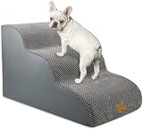 Nepfaivy Dog Steps for Bed 3-Step Non-Slip Foam Cover 60x40x40 cm