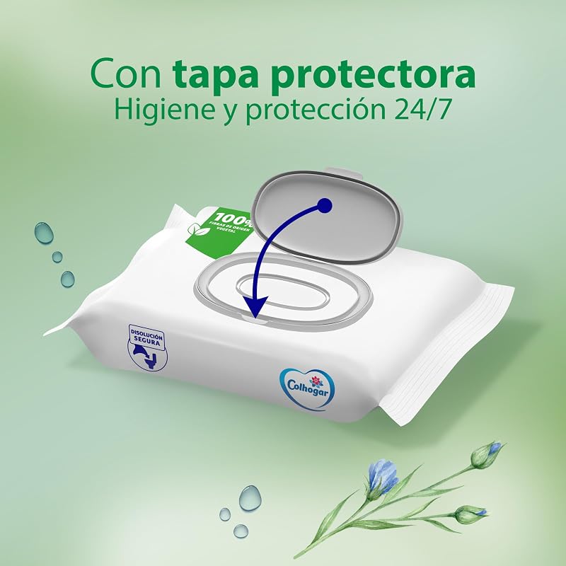 Colhogar aloe 8x80 - papel higiênico úmido descartável com extrato de aloe vera - sem álcool - testado dermatologicamente - embalagem com 640 lenços umedecidos e descartáveis ​​por wc