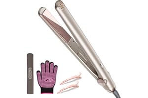TYMO Flat Iron Hair Straightener - Titanium Hair Straighteners for Women, 1 Inch Professional Travel Flat Iron, Portable Straightener and Curlers with 10s Heat Up, 32 Temp, Dual Voltage & LED Display