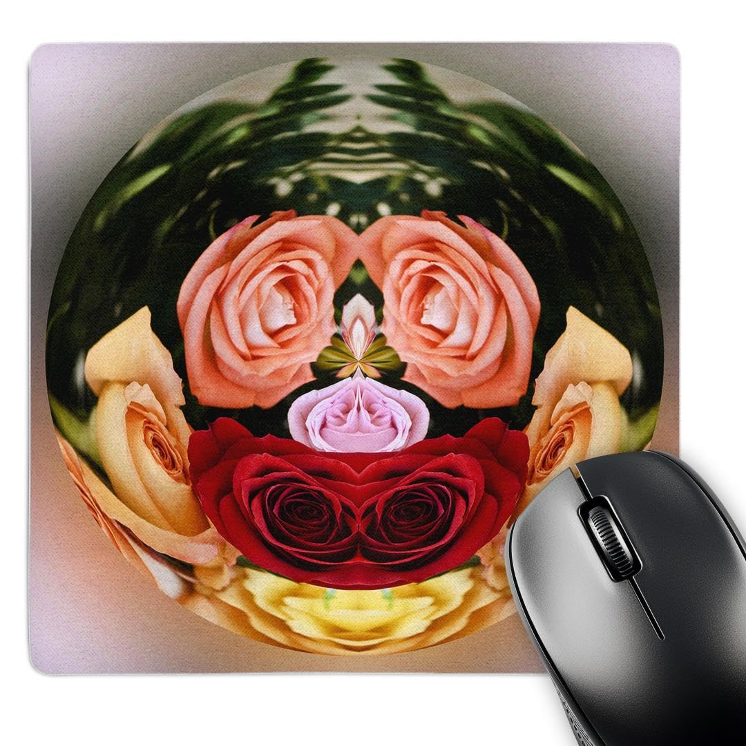 3dRose mp_128228_1 8 x 8-Inch Decorative Colorful Garden Botanic Paperweight Globe Abstract Flower Roses Mouse Pad