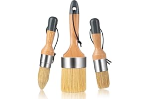 CoatPro Twools Chalk and Wax Paint Brush Set, Chalk Paint Brushes for Furniture, Painting or Waxing, Milk Paint, Natural Bristles, 1 Large Oval Brush and 2 Small Round Brushes
