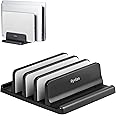Ryvlan 3 Slot Laptop Stand, Adjustable Vertical Storage for Multiple Devices, Rubber Padded, Compatible with Laptops up to 17 inches, Multi-Purpose Laptop Holder