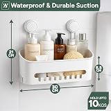 Zuvo Shower Caddy with Suction Cups – No Drill Bathroom Shelf White Rectangular view 2