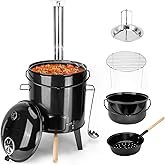 onlyfire Outdoor Camping Cooking Pot, Multifunctional Wood/Charcoal Stove | for Beef Stew, Chicken Roasting &amp; Barbecue Grill, Portable Camp Oven - 14L