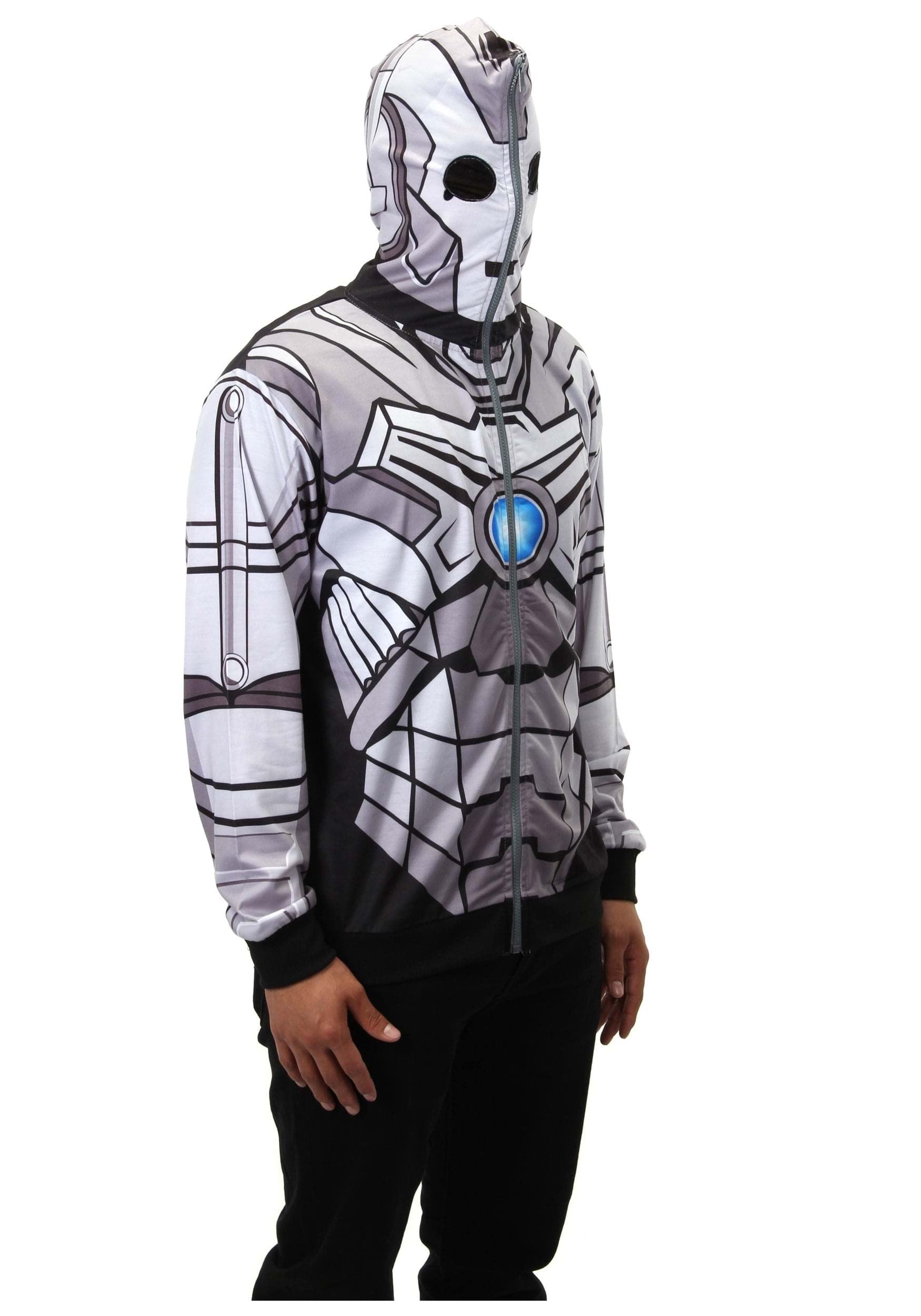 Cyberman Full Zip Up Hoodie Medium White
