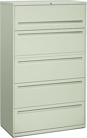 Amazon Com Hon 795lq 700 Series 42 Inch 5 Drawer Lateral File Withroll Out And Posting Shelves Light Gray Furniture Decor