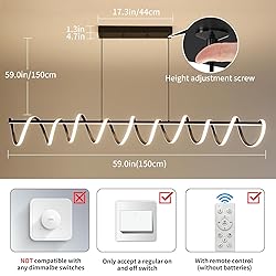 Black Chandelier, Modern Ceiling Spring-Shaped