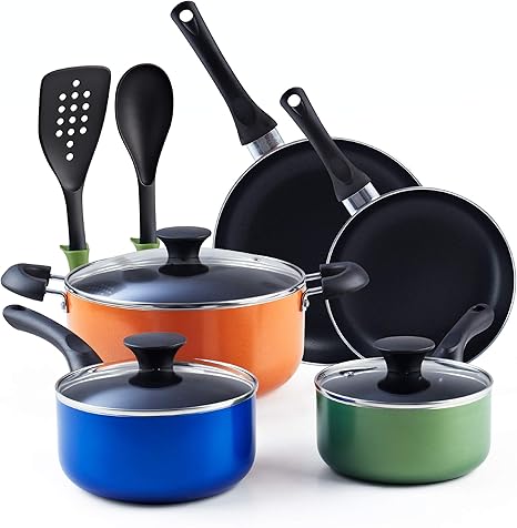 Amazon De Cook N Home Kochgeschirr Set Stay Cool Griff Mehrfarbig 10 Teilig