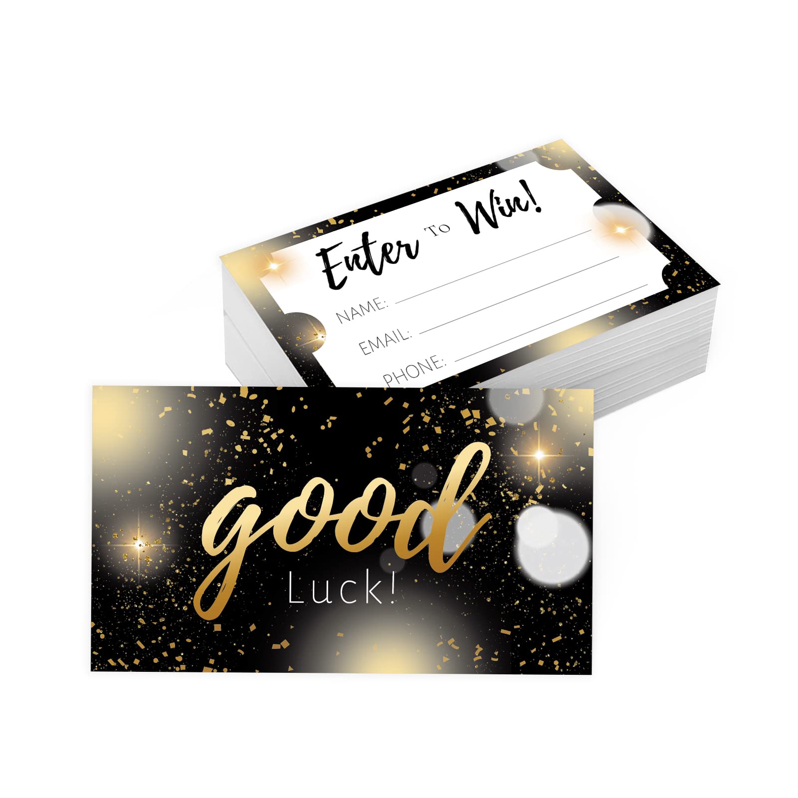 PLIGREAT 120 Pcs Raffle Tickets Enter to Win Cards Auction Entry Form Cards for Shop Store Contests Gold Raffles Ballots Fairs Carnivals, 5 x 9 cm Raffle Card with Blanks for Name Email Phone Number