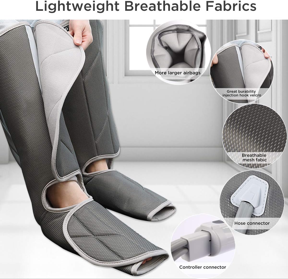 RENPHO Leg Compression Massager for Circulation and Relaxation, Rechargeable Air Compression Foot and Calf Massage, with 3 Intensity 2 Modes, Useful for Leg Muscle Fatigue Relief for Home Office: Health & Personal Care