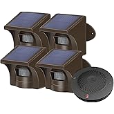 eMACROS Long Range Solar Wireless Driveway Alarm Outdoor Weather Resistant Motion Sensor & Detector-Security Alert System-Mon