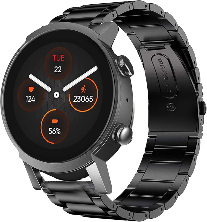 Giaogor Stainless Steel Watch Strap for Ticwatch E3 Smartwatch, Adjustable Band
