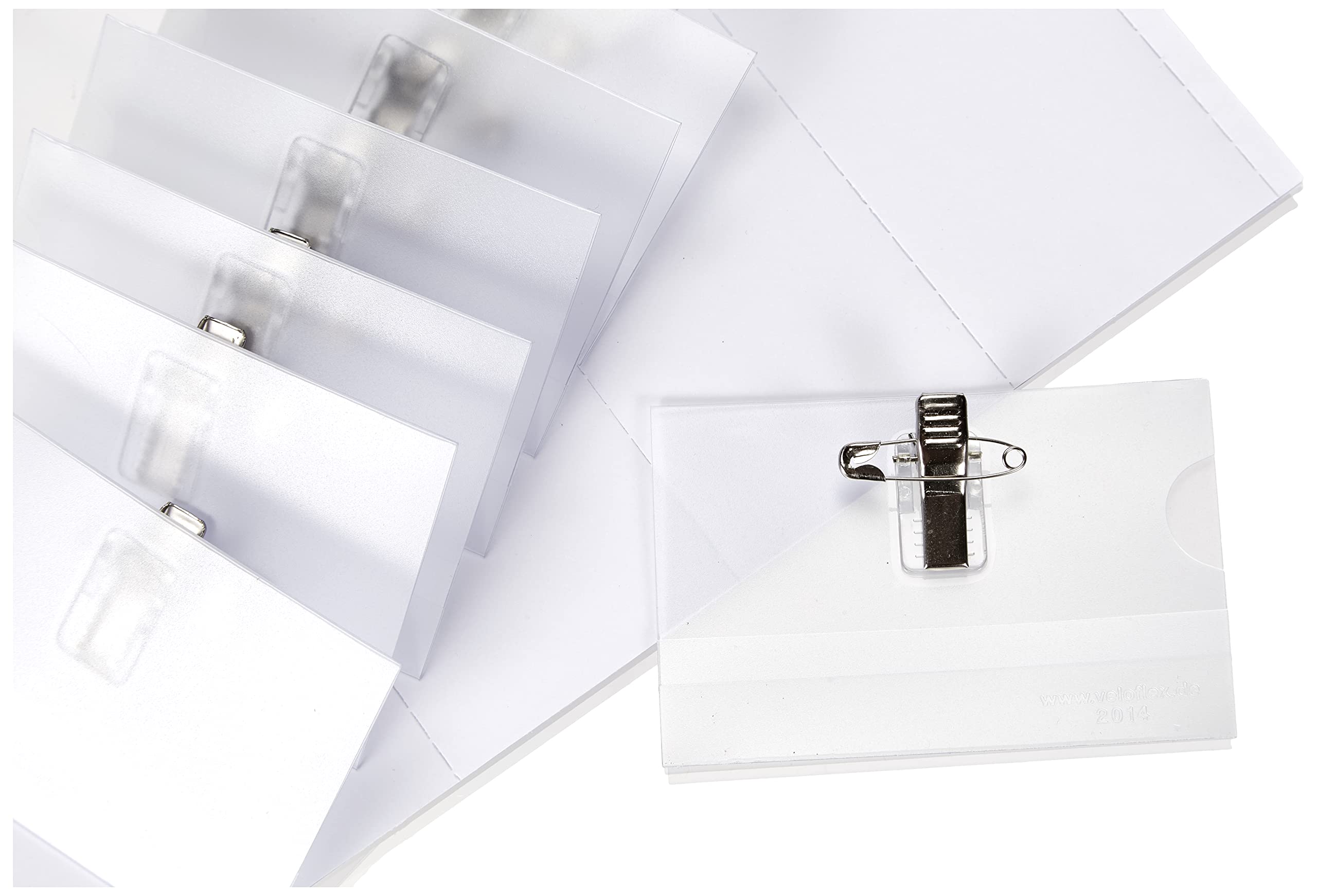 VELOFLEX 2014000 Velocard Name Badge 90 x 57 mm with Clip and Needle Pack of 25 Matt Transparent