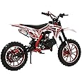 Sunseekerd 49cc Kids Dirt Bike, Gas Powered 2-Stroke Mini Motocross Motorcycle, Off-Road Dirtbike for Kids 8-14 with Front/Rear Disc Brakes, Shock Absorption, Soft Seat Cushion
