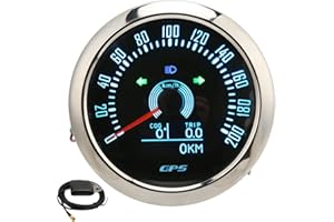Aramox GPS Speedometer,9-32V DC LED Screen GPS Odometer Speed Gauge with Turn Light 0‑200KM/H Adjustable 7 Color Backlight fo