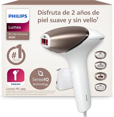 Lumea serie 8000, dispositivo de depilación IPL, alternativa de depilación láser, tecnología SenseIQ, 4 accesorios para el cuerpo, la cara, la zona del bikini y las axilas, modelo BRI948/00