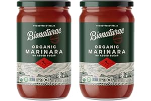 Bionaturae Organic Marinara Pasta Sauce- Tomato Sauce for Spaghetti, Pizza, & Lasagna, Gluten Free, Non GMO, No Added Sugar, Kosher, Glyphosate Free, Made in Italy, Tastes Homemade- 24 oz Jar (2 Pack)