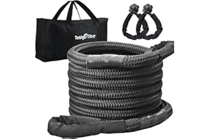 Tether Tite Kinetic Recovery Tow Rope (36000lbs) with 2 UHMWPE Soft Shackles (40000lbs), Heavy-Duty Offroad Snatch Strap, Vehicle Recovery kit for Jeep car Truck ATV UTV SUV (Black, 7/8" x20')