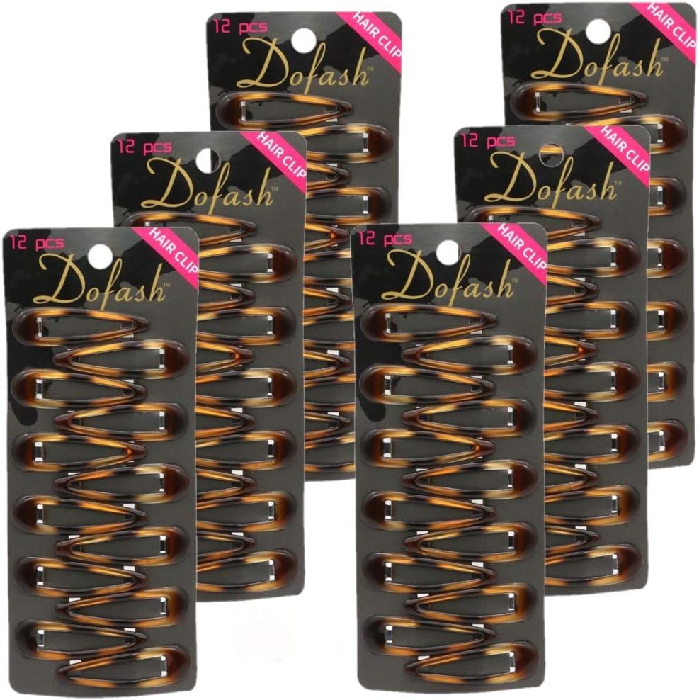 Dofash 6Cards No-Slip Epoxy Snap Hair Clips Set 72Counts Large Package 6X12pcs Tortoise Hair Barrettes Hair Grips Hair Accessories for Women（Epoxy Tortie）
