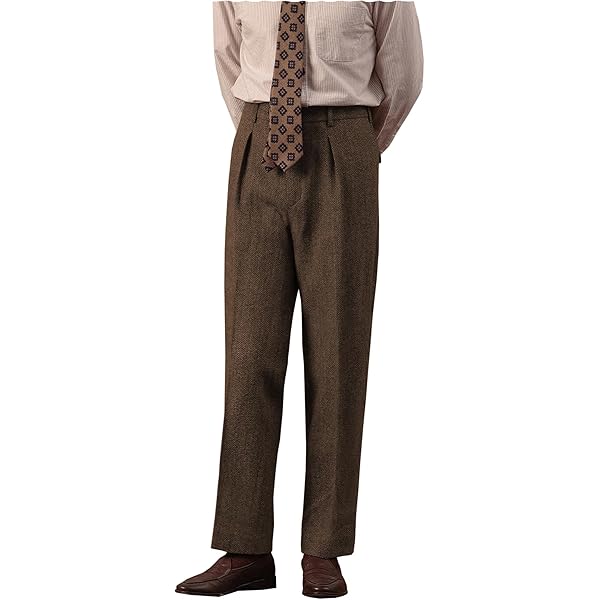 Men's Suit Pants Tweed Herringbone Pants Vintage Wool Mens
