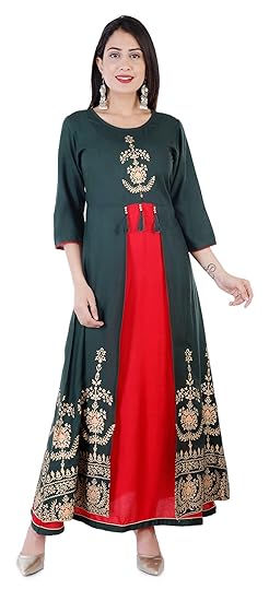 Star Fashions Women's Rayon A-Line Kurta/Block Print Kurti/Women's Kurti/Ethnic Kurti for Women/Casual Wear