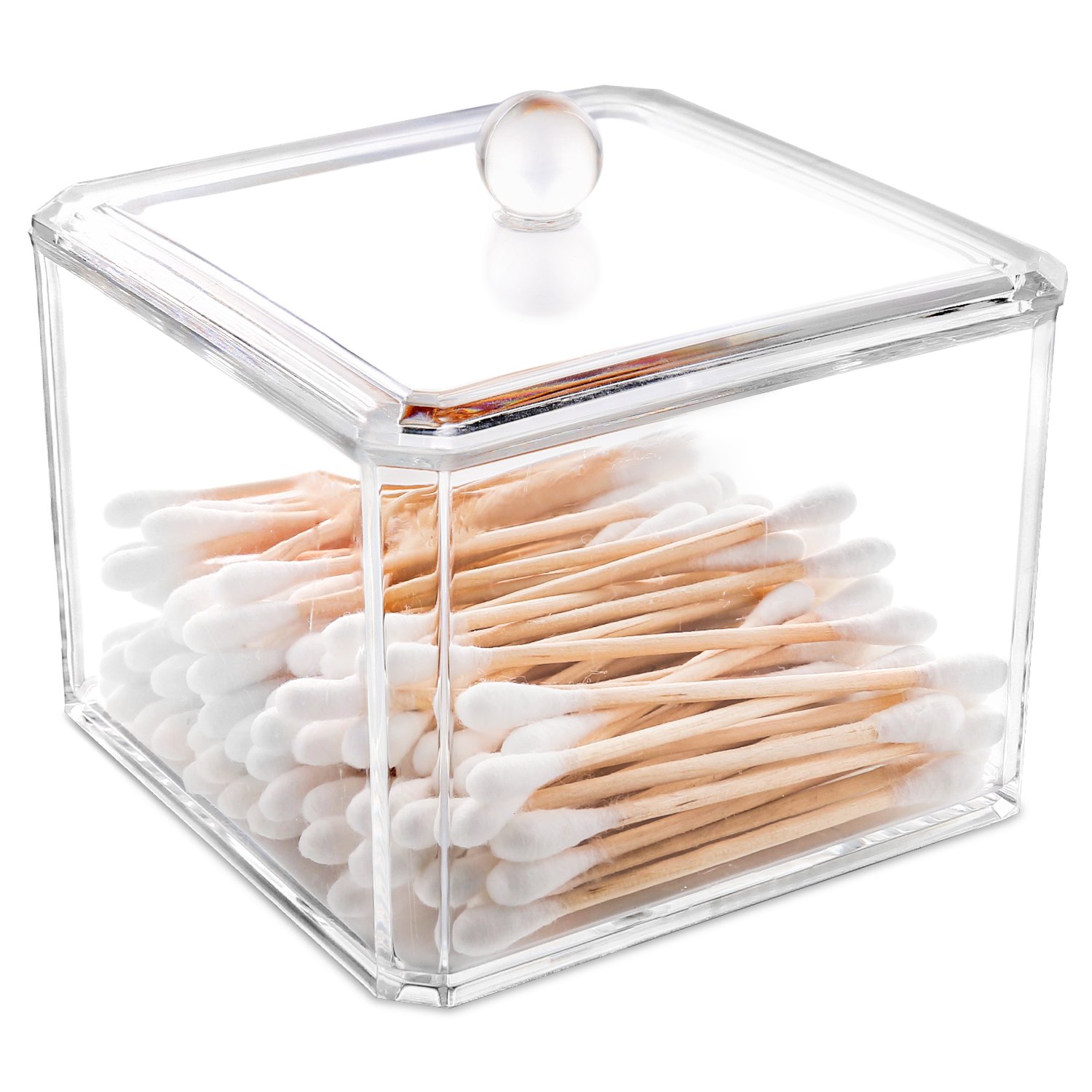 Acrylic QTip cottonswab Storage Dispenser, Luxspire Clear
