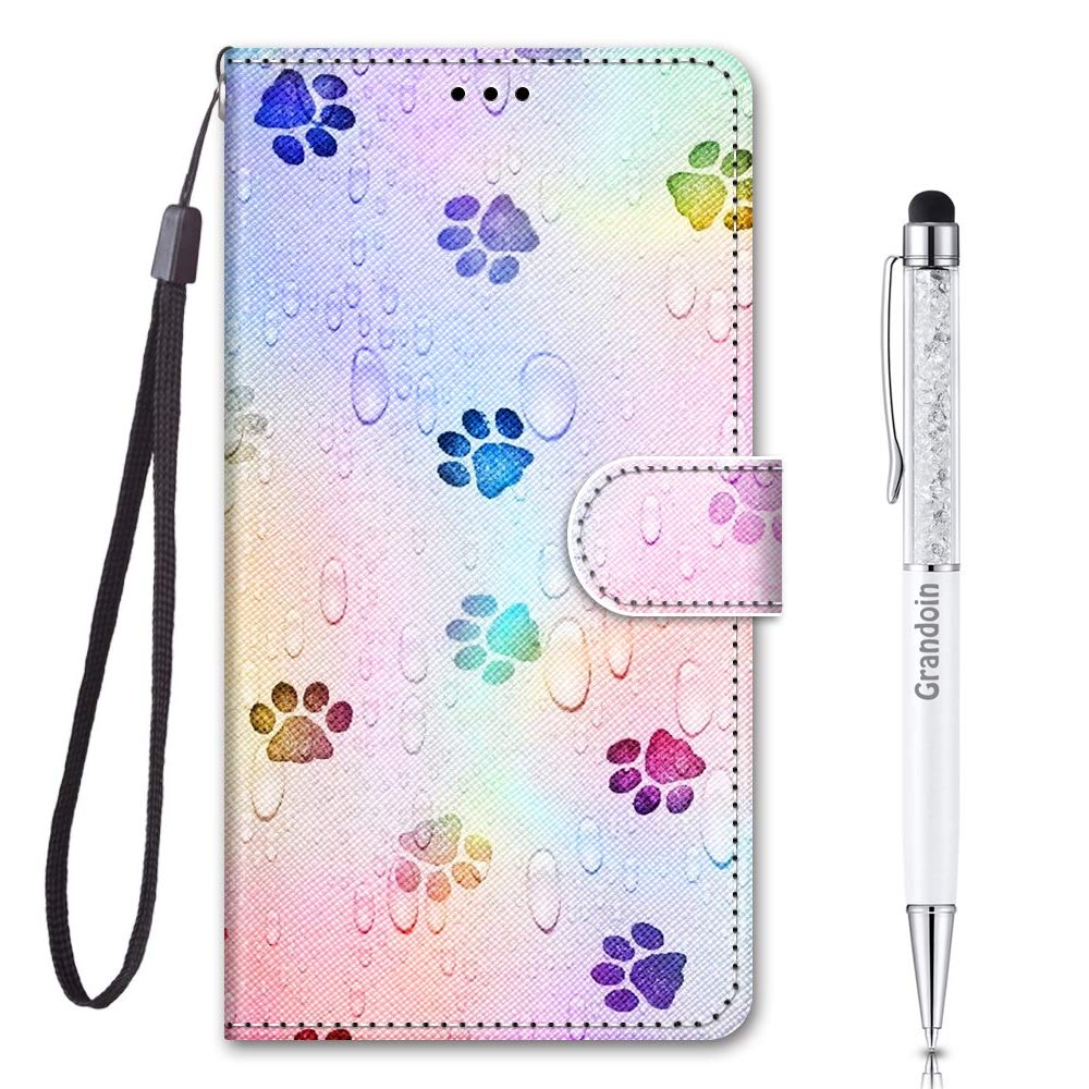 Grandoin Compatible with for Samsung Galaxy S20 Case, Creative PU Leather Magnetic Flip Cover with Card Slots Holders Silicone Inner [Color Printing] Bookstyle Wallet Case for Galaxy S20 (Footprint)