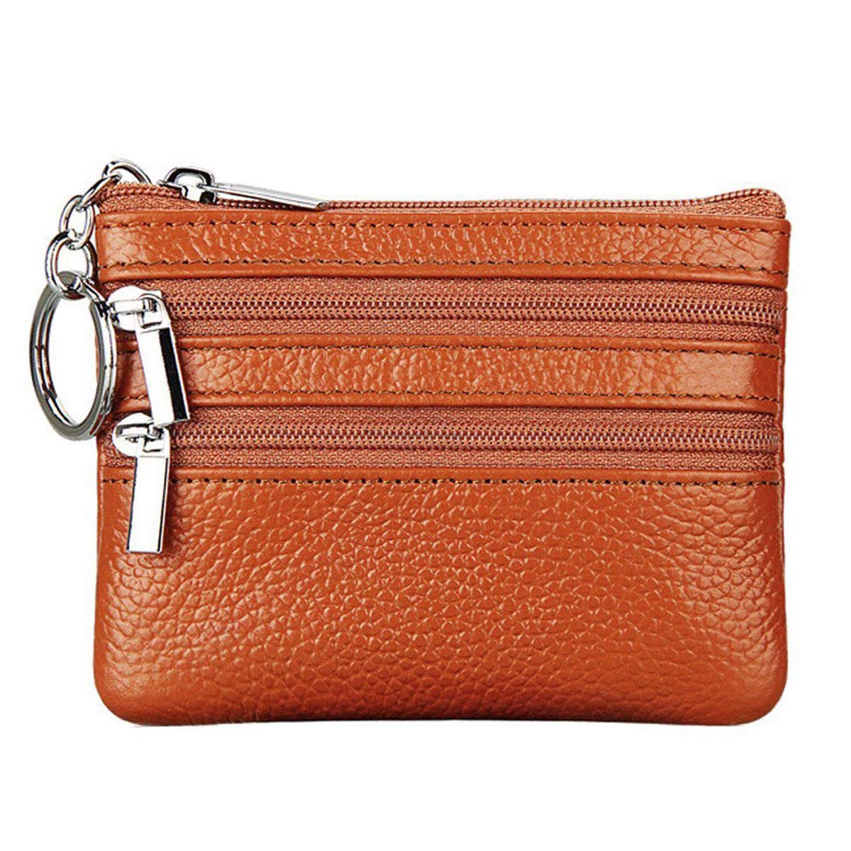 SUNTRADE Women Ladies PU Leather Small Coin Card Key Ring Wallet Pouch Mini Purse (Brown)