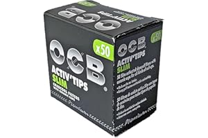 OCB Activ Tips Slim Activated Carbon Filter 7 mm Pack of 50 Filter Tips