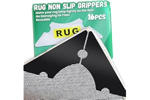 YINTTIAN Rug Non Slip Grippers, Reusable Rug Corner Tape Pads for Hardwood Floors and Tiles, Strong Firmly Carpet Tape for Area Rugs, Removable and No Residue on Floor, 16Pcs