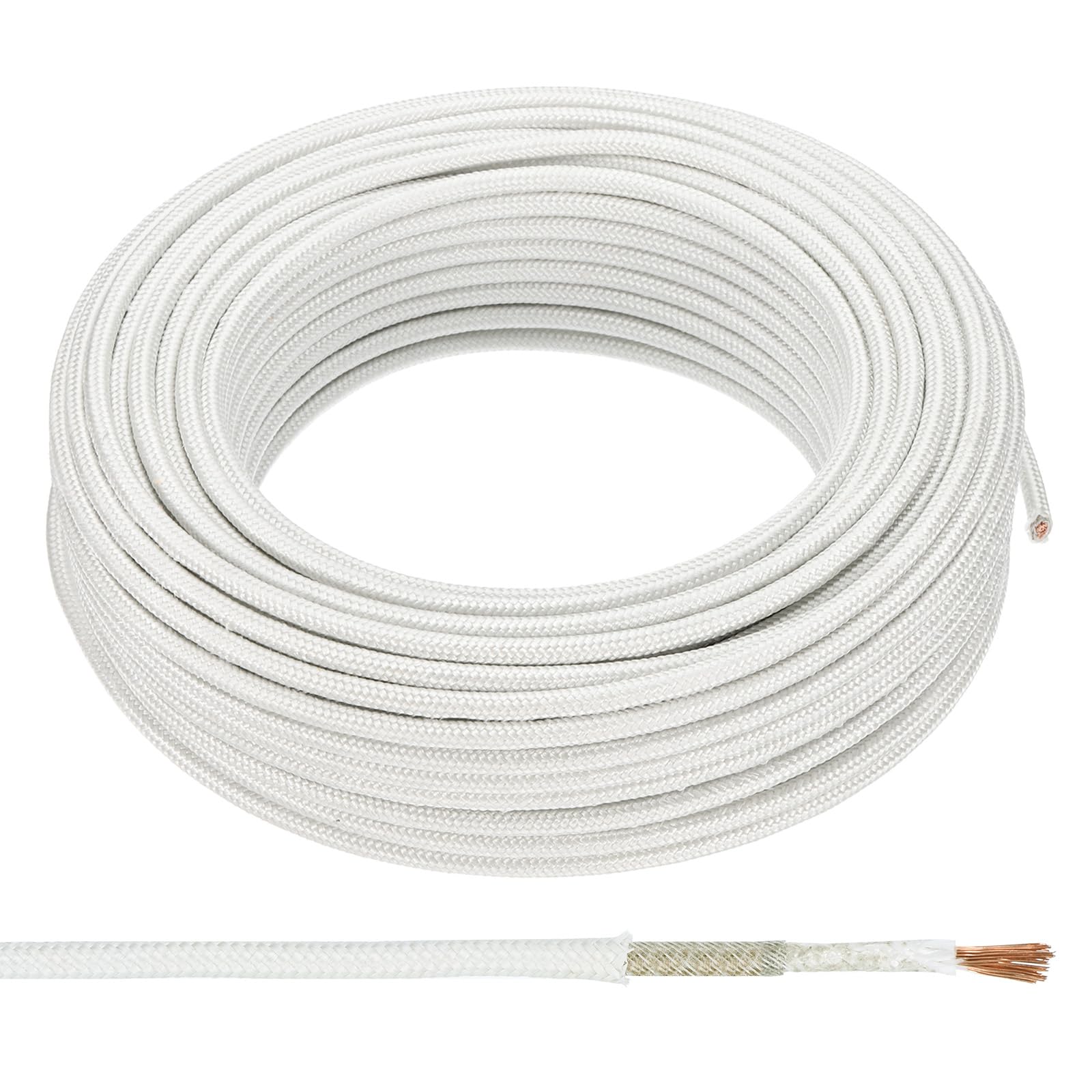 PATIKIL 100Ft 17 AWG High Temperature Wire, -76-932 Degrees Fahrenheit Mica Glass Fiber Electronic Wire Insulated Heat Resistant Electronical Flexible Cable for Lamp Boiler Heater