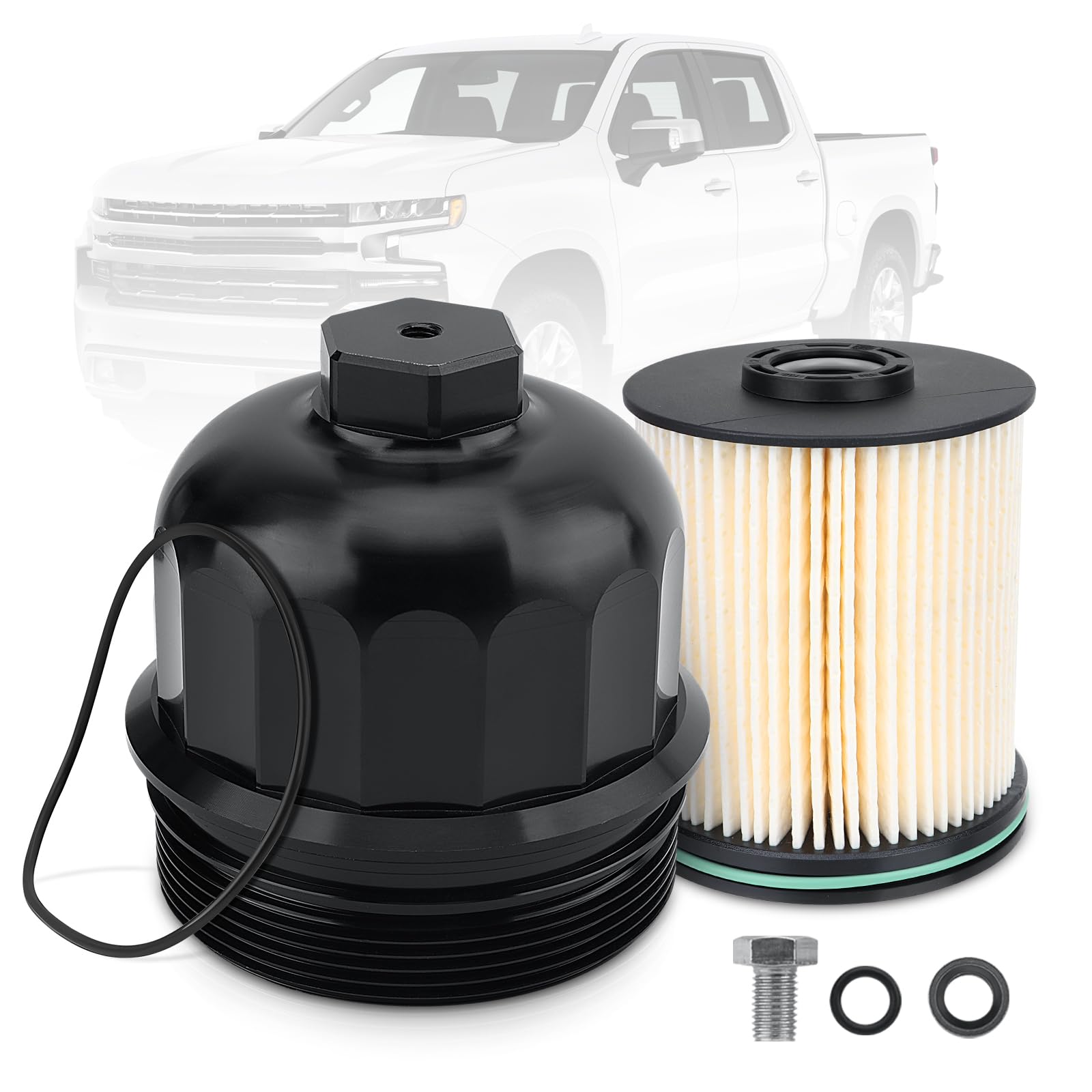 Photo 1 of 134001 Billet Aluminum Fuel Filter Housing Cap Compatible with 2017-2020 GM Duramax 6.6L L5P Chevy Silverado/GMC Sierra 2500HD 3500HD (with TP1015 fuel filter)